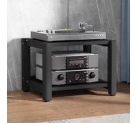 Étagère de rangement pour bureau et home cinéma - Support audio en bois et acier pour système HiFi, CD/DVD avec étagères réglables, support multimédia, table d'appoint étagée