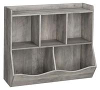Étagère de rangement pour enfants, bibliothèque et coffre à jouets, avec 5 compartiments, en bois, avec des boîtes basculantes, de couleur marron vintage et gris