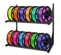 Étagère de rangement pour filament d'imprimante 3D - Étagère double couche pour filament d'imprimante 3D | Support de bobine roulant | Support de rangement mural | Organiseur mural pour atelier studio