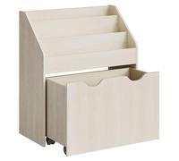 Étagère de rangement pour jouets avec 3 niveaux, montée sur roulettes – Beige – MDF/panneau de particules – 29,5 x 62,5 x 70 cm