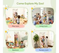 Étagère de rangement pour jouets en peluche - Organisateur de jouets pour enfants - Structure en bois - Sac de rangement - Roues avec frein - Jaune clair