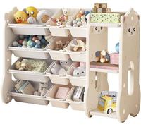 Étagère de rangement pour jouets pour enfants, avec des bords arrondis, organisateur de jouets avec 4 étagères, bibliothèque pour enfants, idéale pour ranger livres et jouets dans la chambre d'enfant,