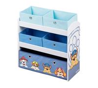roba Étagère pour Jouets Enfant en Bois Paw Patrol - 5 Boîtes en Tissu Amovibles - Motif Chiens - Meuble de Rangement pour Jouets et Livres - 64 x 30 x 60 cm - Bleu/Gris