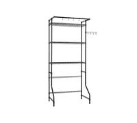 VEVOR Étagère de rangement pour lave-linge et sèche-linge à 3 niveaux, étendoir à linge avec tringle et crochets, étagères réglables, pour gagner de la place, pour organisation de la buanderie, noir