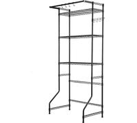 Étagère de rangement pour lave-linge et sèche-linge à une rangée et trois niveaux, noir