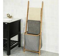 Étagère de rangement pour salle de bain Rootz – Porte-serviettes avec 3 tringles à vêtements et panier à linge amovible