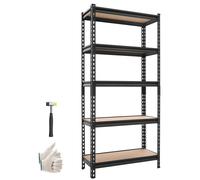 Étagère de rangement robuste VEVOR, 720 x 309 x 1520 mm, capacité de charge de 907,2 kg. Étagère de stockage en acier avec 5 plateaux en MDF réglables. Étagère modulaire divisible, utilisable comme ét