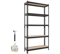 Étagère de rangement robuste VEVOR, 923 x 309 x 1813 mm, capacité de charge de 1360,8 kg. Étagère de stockage en acier avec 5 plateaux en MDF réglables. Étagère modulaire divisible, utilisable comme é