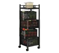 Étagère de rangement rotative multicouche avec paniers métalliques, grande capacité pour fruits et légumes, design peu encombrant pour une cuisine efficace
