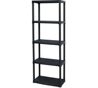 TOOD - ETA 635 - Étagère de rangement 5 tablettes en plastique robuste - Noir - Dimensions 60 x 30 x 176 cm