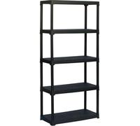 Étagère de Rangement TOOD ETA 845, 5 Tablettes, Plastique, 80 x 39 x 180 cm, Noir