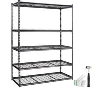 VEVOR Étagère de rangement, 5 niveaux réglables, étagère de garage robuste, capacité 907,2 kg, organisateur métal 152,4x61x198,1 cm pour cuisine, garde-manger, sous-sol, salle de bain, buanderie, noir