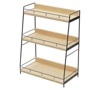 Étagère de salle de bain - 3 niveaux - Autoportante - Grande capacité de rangement - Polyvalente - Structure en métal - Finition bois naturel
