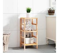 Étagère de salle de bain 35,5x35,5x79 cm Bois massif de noyer avec finition huile, rangement mural bois pour serviettes et produits dhygiène, étagère douche libre noir 3 niveaux antidérapante