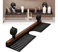 Étagère de salle de bain à ventouse en noyer, à fixation murale, sans perçage, étagère de rangement mobile pour robinet, accessoires pour salle de bain et cuisine (noir, 60 cm)