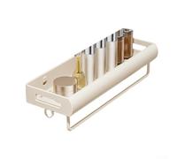 Étagère de salle de bain en acier carbone blanc crème avec montage sans perçage pour une utilisation efficace de l'espace mural dans les salles de bains, balcons et toilettes compacts (40 cm)