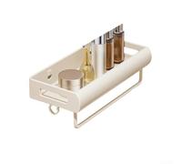 Étagère de salle de bain en acier carbone blanc crème sans perçage pour petits espaces, lavabo, toilettes, balcon amovible et pour une utilisation polyvalente (30 cm)