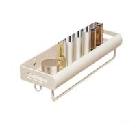 Étagère de salle de bain en acier carbone blanc crème sans perçage pour une organisation efficace dans les petites salles de bains et balcons (40 cm)