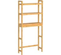 Étagère de salle de bain en bambou, 3 étages, réglable, charge statique maximale de 15 kg par étage, montage facile, couleur naturelle BTS001N01