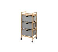 Etagère de salle de bain en bambou 3 Tiroirs - H. 96 cm - Gris