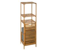 Etagère de salle de bain en bambou avec panière à linge intégrée - Hauteur 118 cm