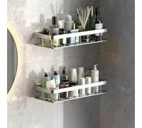 Étagère de salle de bain en métal poli anti-rouille, Étagère de rangement en aluminium, Étagère de douche murale sans perçage, Organisateur de salle de bain, Étagère de cuisine, Peut être fixé au mur 