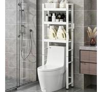 Etagère De Salle De Bain Étagère De Toilette Double/Triple en Métal avec Tube De Diamètre Épaissi et Hauteur D'étagère Réglable,Adaptée Aux Salles de Bains(White,3tier)