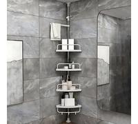 Étagère de salle de bain extensible en acier inoxydable 4 niveaux 105-310 cm, étagère d'angle (plateau en plastique), décoration de salle de bain, rentrée scolaire 1, pas de poinçonnage, chaque grille