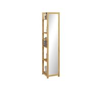 Etagère de salle de bain grand miroir 2 en 1 - 6 étagères - dim. 35L x 35l x 168H cm - bambou