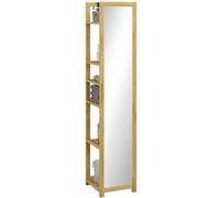 Etagère de salle de bain grand miroir 2 en 1 - 6 étagères - dim. 35L x 35l x 168H cm - bambou