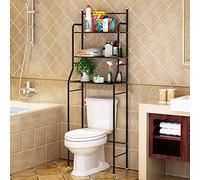 Etagère de Salle de Bain, Meuble de Rangement au-Dessus des Toilettes WC avec 3 tablettes, Meuble Etagères de WC, Étagère de Rangement pour Salle de Bains avec 3 étagères (157*55*26cm (♥ noir))