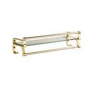 Étagère de salle de bain miroir - Porte-serviettes cosmétiques monocouche en aluminium pour salle de douche, design peu encombrant, finition dorée - 60 cm
