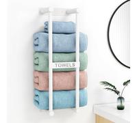 Étagère de salle de bain, modèle mural, blanche, 56 cm, en métal, porte-serviettes pour invités
