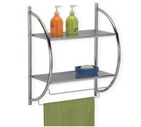 Etagère de salle de bain murale JANINE meuble de rangement à fixer avec 2 tablettes et 2 barreaux porte-serviettes