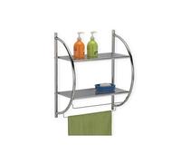 Etagère de salle de bain murale JANINE meuble de rangement à fixer avec 2 tablettes et 2 barreaux porte-serviettes