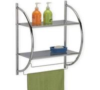 Etagère de salle de bain murale JANINE meuble de rangement à fixer avec 2 tablettes et 2 barreaux porte-serviettes