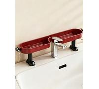 Étagère de Salle de Bain sans perçage sur Le Robinet - Support d'organisateur d'évier en Plastique de 56,7 cm, Rangement de comptoir en Forme de U, Panier de vanité à Installation Rapide(Red,2pcs)