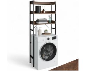 Étagère de salle de bain - TECTAKE - Colonne sur 3 niveaux SEATTLE en bois et acier - Bois foncé