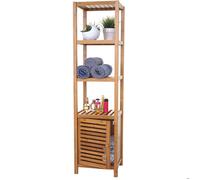 Étagère de salle de bains HWC-B18, Armoire, Commode, Bambou ~ 140x36x34cm