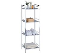 Étagère de salle de bains MATIS sur pied avec 4 tablettes, en métal chromé