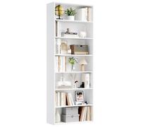 Étagère de salon - Bibliothèque sur pied - 7 étagères, 210 cm - 60 x 23,5 x 209,5 cm - Design moderne en bois - Blanc