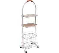 étagère de stockage à 4 niveaux avec roulettes Étagère de cuisine Étagère de bureau 40*25*103cm (blanc)