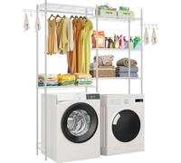 Étagère de stockage au-dessus du lave-linge séchoir - Étagère à deux rangées de 5 niveaux - Couleur blanche