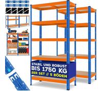 MASKO® Lot de 2 étagères de rangement, étagères pour charges lourdes, étagères de cave, tablettes réglables, panneaux MDF, étagères métalliques, étagères à emboîter, étagères d'atelier, cave, garage