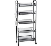 Étagère de stockage, conception à 5 niveaux, mobile avec roulettes, noir 5 niveaux