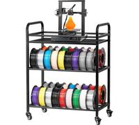 Étagère de stockage de filaments VEVOR pour imprimantes 3D, 3 niveaux, 680 x 400 x 880 mm, support de bobines de filaments sur roulettes, accessoire d'impression 3D, organiseur pour studio d'impressio