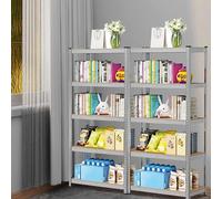Étagère de stockage robuste, galvanisée | Étagère modulaire, étagère de stockage, bibliothèque en bambou, 4 niveaux/5 niveaux, autoportante, 50 x 100 x 200 cm (lot de 2)