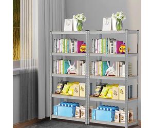 Étagère de stockage robuste, galvanisée | Étagère modulaire, étagère de stockage, bibliothèque en bambou, 4 niveaux/5 niveaux, autoportante, 50 x 100 x 200 cm (lot de 2)