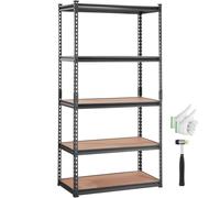 Étagère de stockage VEVOR 907,2kg Capacité de charge totale 181,4kg par étagère Étagère de cave Acier carbone SPCC + panneaux MDF Étagère enfichable 90x45x182,88cm Étagère d'atelier Étagère lourde Éta