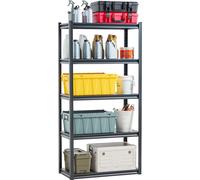 VEVOR Étagère de Rangement, 907 kg, Étagère de Garage Métallique Robuste Réglable, 5 Niveaux, 457,2 x 914,4 x 1828,8 mm, Meuble Rayonnage de Stockage, pour Cuisine, Atelier, Sous-sol, Entrepôt, Noir